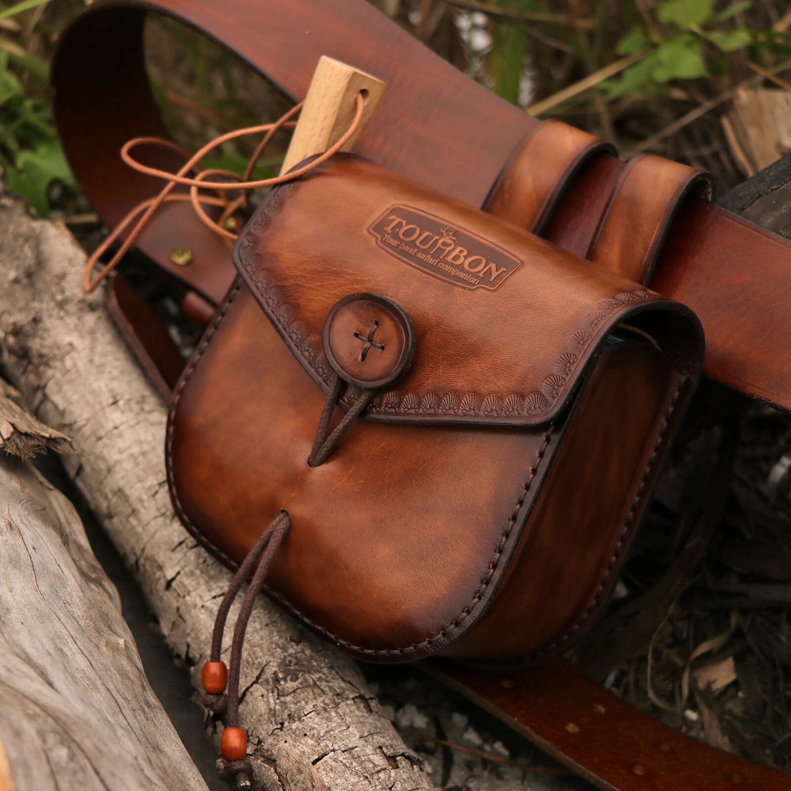 Tourbon Leather Ammo Pouch Game Shooting Shell Belt Carry Case .22LR