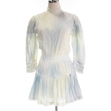 LoveShackFancy NWT Viola Hand Dyed Dress Size XS in Lily Pond Blue/Yellow