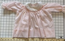 Vintage Baby Girls Polly Flinders Pink Smocked Dress Long Sleeves 3M-9M