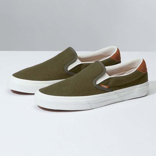vans slip on olive green