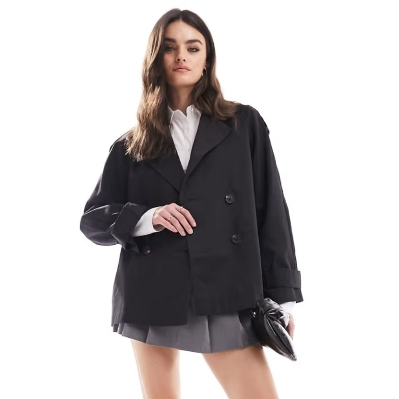 ASOS Jacket Womens 6 Black Waist Length Lightweight Oversized Relaxed Trench
