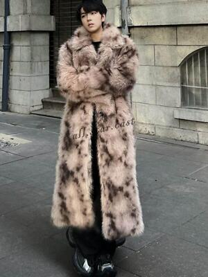 Winter Warm Men's Fur Plush Jacket Imitation Raccoon Fur Retro Warm Long Coats