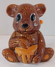 Vintage Ceramic 5" Honey Bear Pot w/Honey Dipping Stick