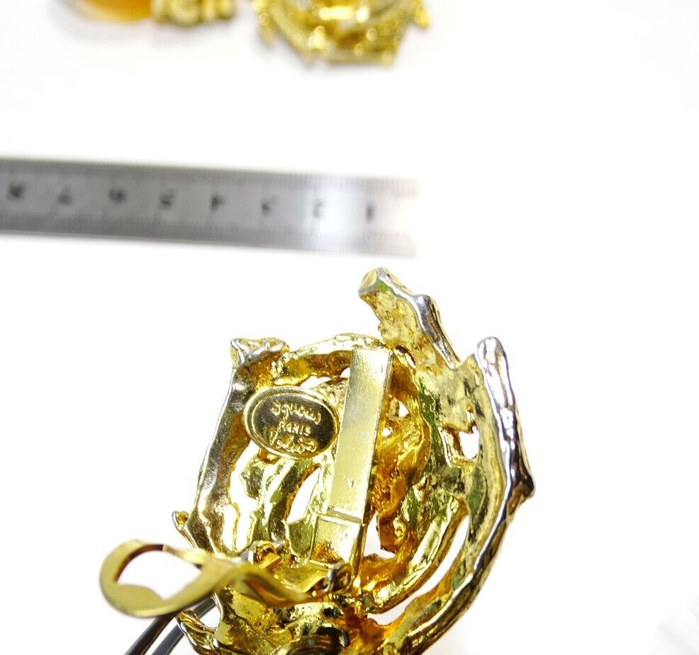 Boucles D'Oreilles XXL Jacques Toledo Vintage - Pendantes En Résine, Clips, Très Bon état
