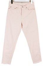 LEVI'S 22861 Women's Jeans W28 Unfinished Distressed Hem Slim Fit Buttons Pink