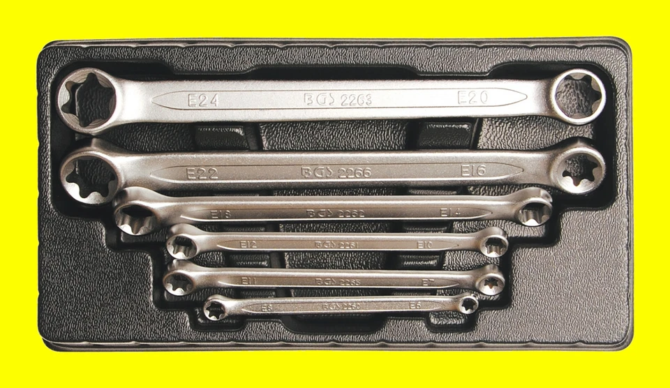 BGS 2268 Satz TORX Ringschlüssel E-Profil E6 E11 E12 E18 E24 6teilig Aussen NEU