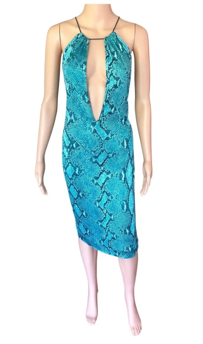 Tom Ford for Gucci S/S 2000 Runway Python Print Plunged Halter Dress | eBay