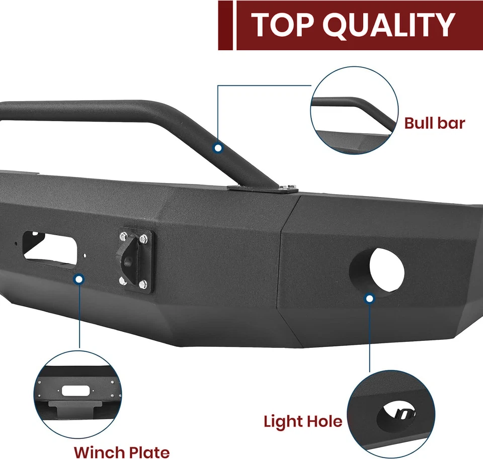 Heavy Duty Front Bumper For Chevrolet/ GMC C/K 1500 2500 3500 1981-1987 86 85 84 Foto 2 de 4