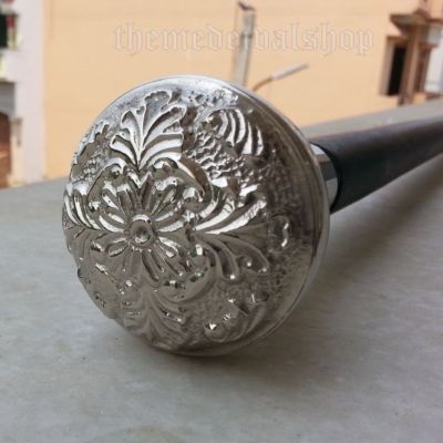 Walking Stick Cane Marine Handmade Shinny Brass Marine Knob Handle Black Wooden 