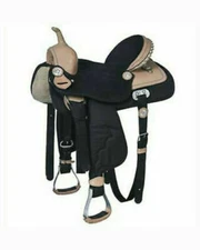 Black Western Barrel Racing Horse Synthetic Saddle Size 10" to 18.5".