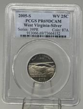 2005-S PCGS PR69DCAM Proof Deep Cameo West Virgina Silver Quarter 25c