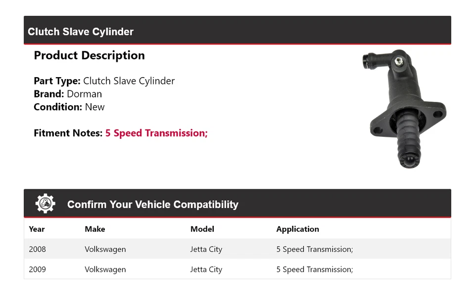 Подчиненный цилиндр сцепления для Volkswagen Jetta City Dorman 2008-2009 годов выпуска - Изображение 2 из 4