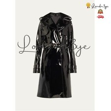 Faux Leather Trench Coat For Women, Black Vinyl Trench Coats Womens, Get 25% Off