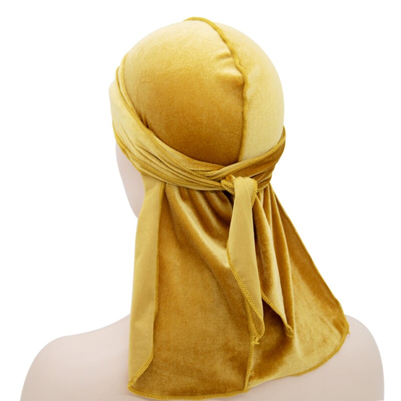 Unisex Long Men Women Velvet Breathable Bandana Hat Durag Rag Long Tail  Headwrap