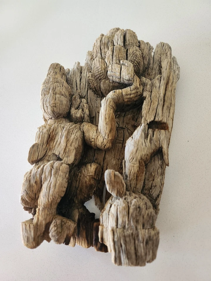 RARE 19th Century Thai Carved Wooden Budda Shrine Heart Wood Of Teak Tree 1800s - Image 2 of 4