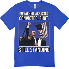 President Donald Trump Rally MAGA Shooting Still Standing T-Shirt USA 2024 BLUE