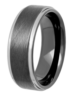 Brilliance Fine Jewelry Two-tone Tungsten Frozen Step Edge Wedding Band Size 9