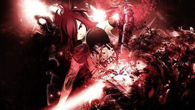Anime fairy tail scarlet erza redhead girls angry face Play Gaming Mat Desk