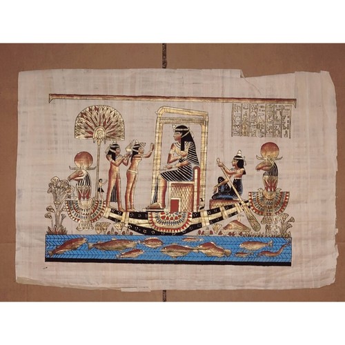 Papyrus Paper Egyptian Art Hand Painted Nefertiti Unique Vintage 17" x 24" XL - Picture 1 of 11