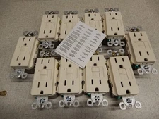 Pass & Seymour 1597TRLA GFCI Duplex Receptacles Light Almond Qty 10 NOS