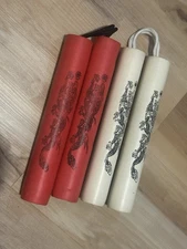 Ninja Nunchucks lot of 2 red white Foam Karate Kung Fu Weapon Prop