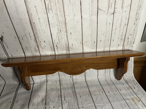 Vintage Wood Hanging Wall Shelf with Plate Groove