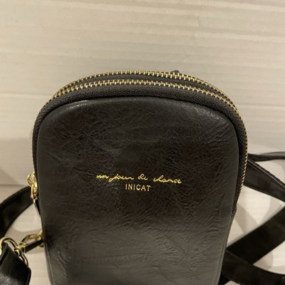 Inicat Un Jour De Chance Crossbody Sling Bag Purse Blk Vegan Leather Travel Bag