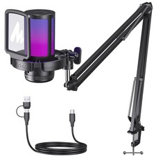 USB Gaming Microphone for PC, Noise Cancellation Condenser Mic with Mute, Gai...