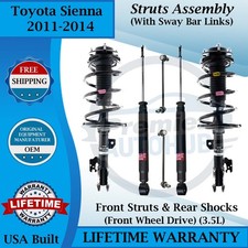 Kyb Front Struts Wsway Bar Rear Shocks For 2011-2014 Toyota Sienna 2wd 9 Yr W