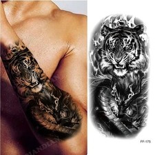 Lot of 2 Tiger Tattoos Grey White Waterproof Breathable Permanent Body Art New
