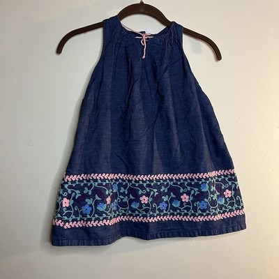 Artisan NY GIRLS DRESS SIZE 4T Blue Jean With Embroidery At Hem