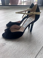 Comme il Faut velvet Gold & Black Argentine Tango Heel Shoes Size 36