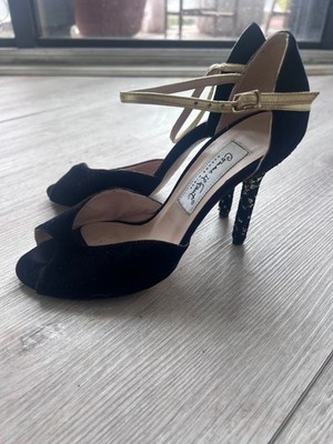 Comme il Faut velvet Gold & Black Argentine Tango Heel Shoes Size 36