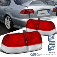Fits 96-98 Honda Civic 4dr Sedan Redclear Tail Lights Rear Brake Parking Lamps
