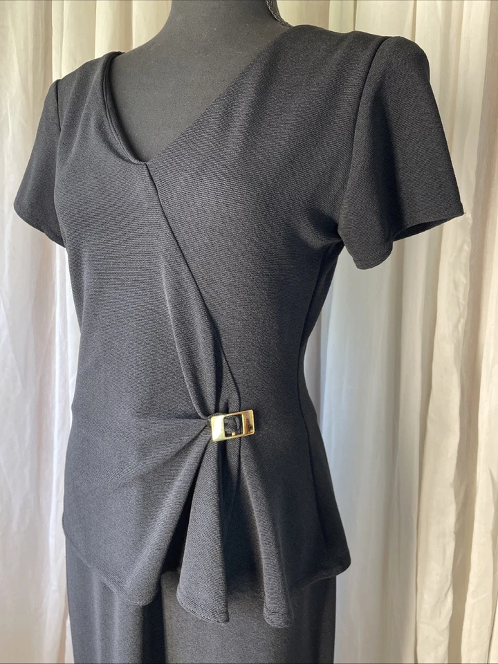 Vestido largo negro vintage talla 8 - Sheri Martin NY - Corporate Goth Old Money Foto 2 de 4