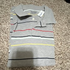 Old Navy Men's Polo Shirt Gray Striped Short Sleeve Medium