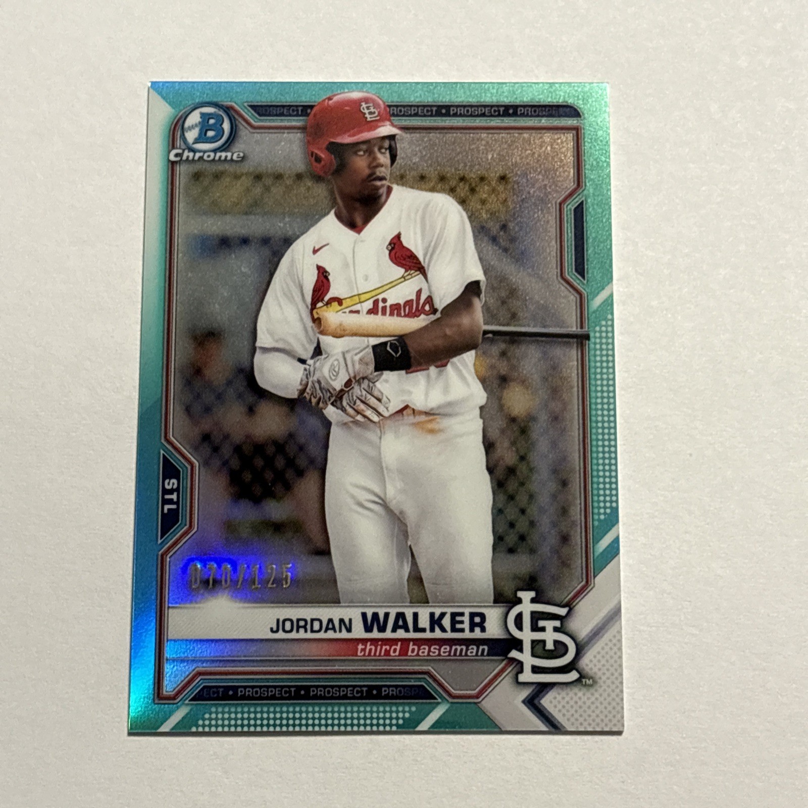 Jordan Walker 2021 Bowman Chrome Prospects Aqua Refractor #BCP146 Cardinals /125
