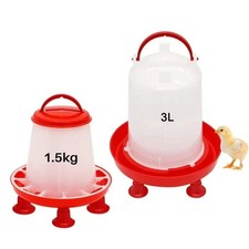 Chicken Poultry Feeder Drinker Sets Dispenser Large Legs Waterer Bird Hen Red