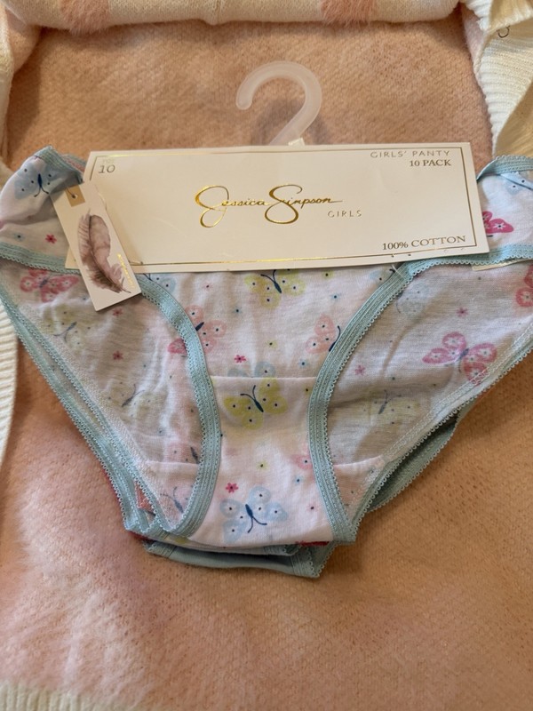 Jessica Simpson Girls Butterfly & Flowers 10 Pack Cotton Hipster Panties Sz 10 