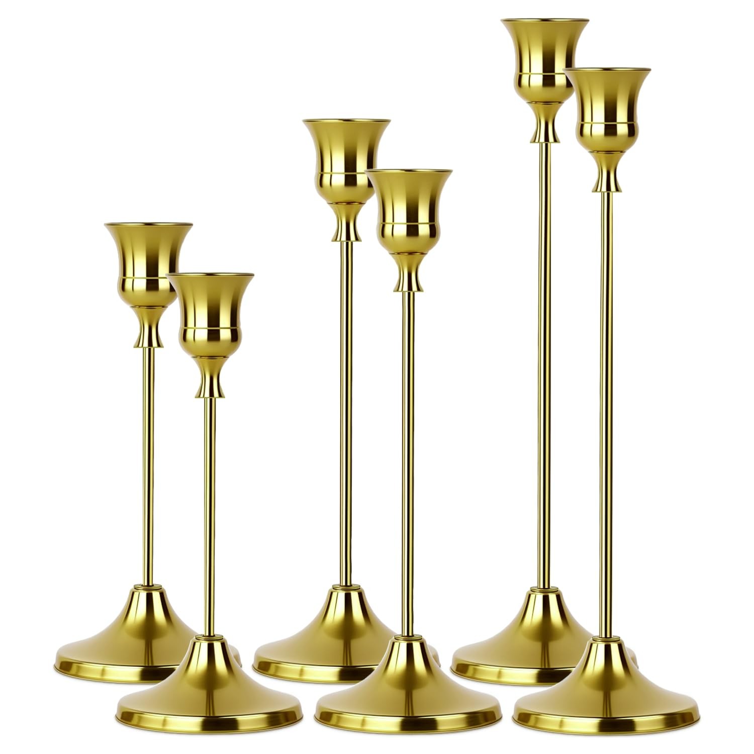 S 2 Sets(6 Pcs) - Tall Metal Candlestick Holders For...