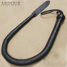 Handcrafted 3-Foot Flogger Made from Genuine Black Cowhide Leather – 16 Plait Br