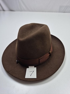 Borsalino Alessandria Fedora Hat Fitted Mens 7 Brown Felt Leather Lined Italy