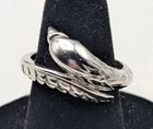 Trifari Silver-Tone Snake Ring With Green Eye Size 8 Vintage Jewelry Signed Adju