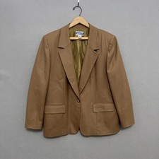 Vintage Pendleton Blazer Womens 16 Tan Brown Wool Twill Made USA 80s Classic