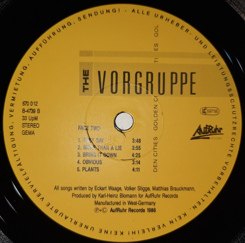 THE VORGRUPPE - GOLDEN CITIES / LP / GER / 1986 / AUFRUHR REC. / OIS + 2 INSERTS - Bild 4 von 8