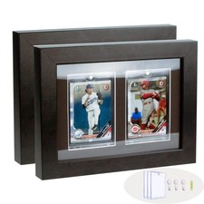 Bivitre 2 Pack Baseball Card Display Case - Wall Mount, Holds Sports Cards fo...