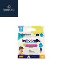 Hello Bello Premium Fragrance-Free Baby Wipes, 3 Flip-Top Pouches 180 Total Wip
