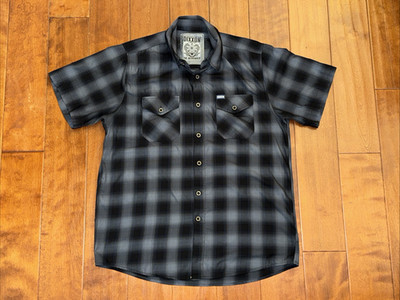 Dixxon Flannel The Merrimack Bamboo Button Down Short Sleeve Plaid Shirt Large