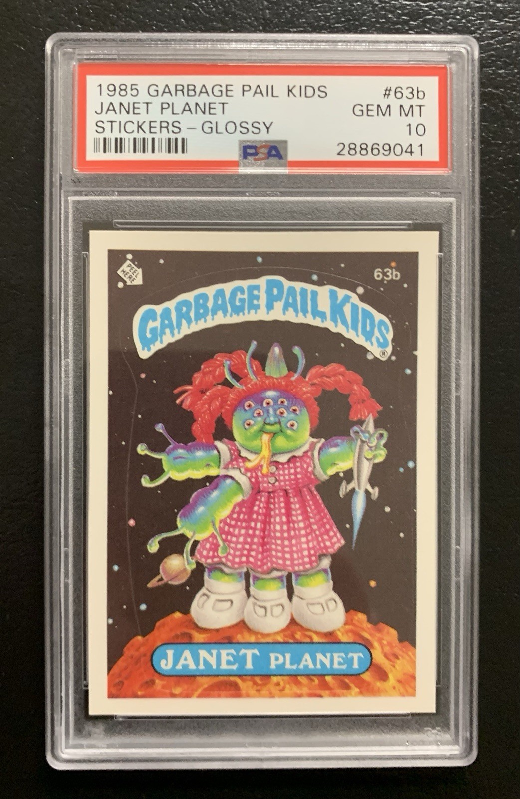 1985 Garbage Pail Kids OS2 Janet Planet 63b PSA 10 GEM MINT-RARE GLOSSY CARD TWT view 1