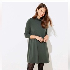 Loft Mock Neck Swing Tunic Dress Green Sz Large